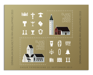 593A - Day of the Stamp - Skálholt and Hólar - 2 x 500g innanlands - Self-adhesive - 2013