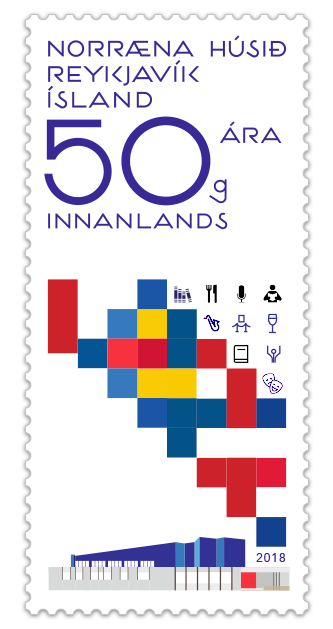 665A - Norræna húsið í Reykjavík 50 ára - Sjálflímandi - 50g innanlands