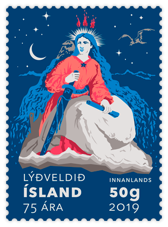 676A - Lýðveldið Ísland 75 ára - Sjálflímandi - 50g innanlands