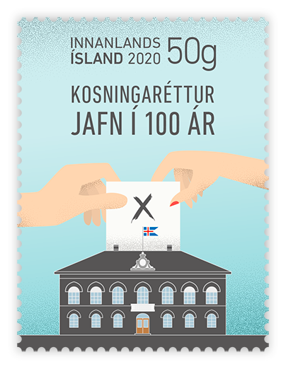 695A - 100 years of equal voting rights for all Icelandic citizens - Self-adhesive 50g domestic