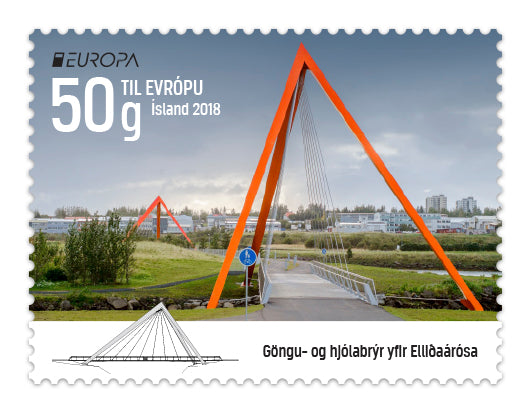 661A - Evrópufrímerki 2018 - Brýr - Sjálflímandi - 50g til Evrópu