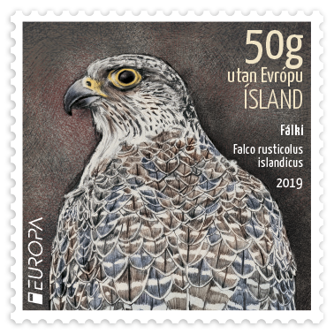 683B - Europa 2019 – Icelandic Birds - Gyrfalcon -  Self-adhesive - 50g to the world