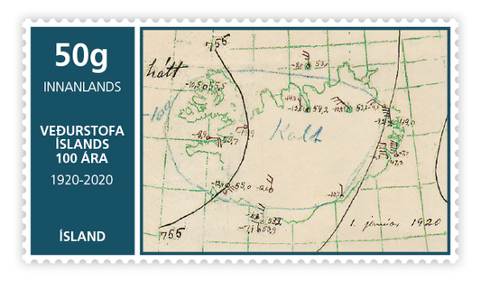 691A - Centenary of the Icelandic Met Office - Self-adhesive -  50g domestic
