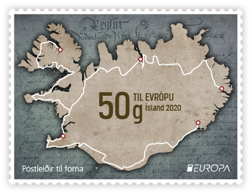 698A Europa stamps 2020 – Ancient Postal Routes - Self-adhesive - 50g to Europe