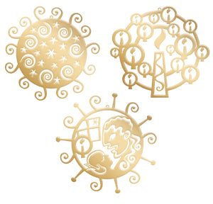 J12G - Christmas Ornaments 2012 - Gold coloured 
